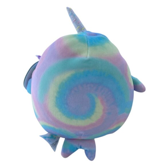 Squishmallows Official Kellytoy 8" Ter the Narwhal Plush Toy Rainbow‎ Swirl NEW - Picture 2 of 5
